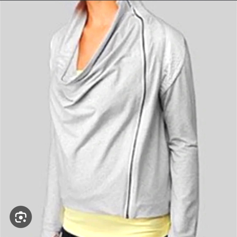 Lululemon Sway Cowl Neck Moto Jacket Gray Draped Zip-Up Sweater